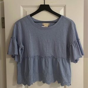 Altar'd State Sky Blue Ruffle Blouse